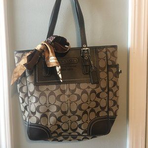 Coach Signature Logo fabric and leather tote